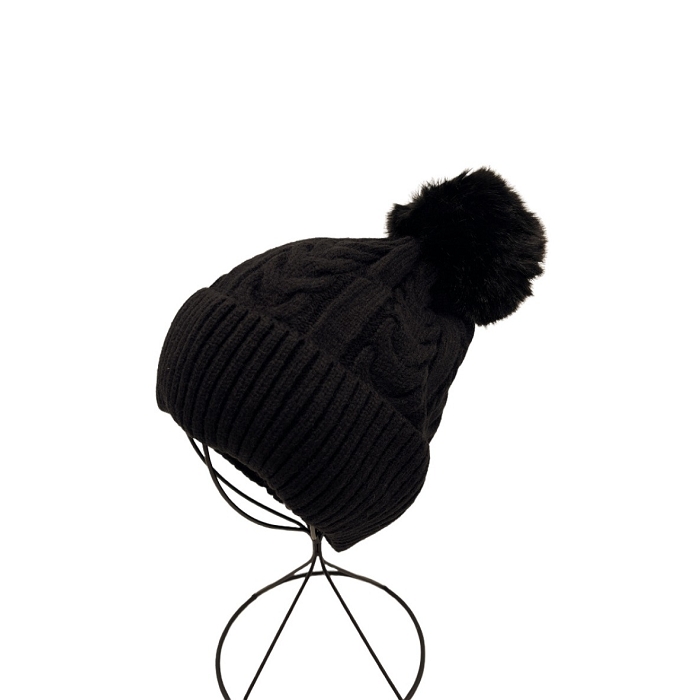 Scarpy creation bonnet pompon amovible revers noir3733205_5
