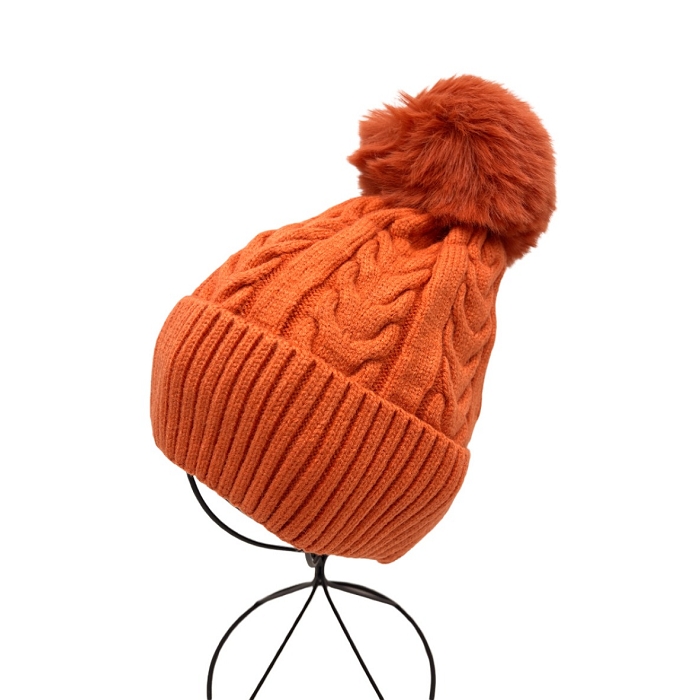 Scarpy creation my bonnet pompon amovible revers yl orange3733206_5