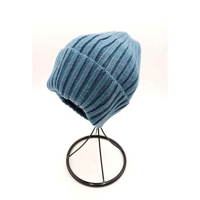 Scarpy creation bonnet chaud doulbe sans pompon bleu