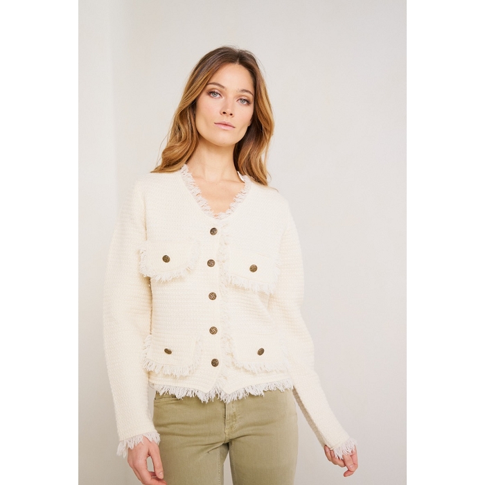 Scarpy creation gilet boutonne bords couture beige3735002_4