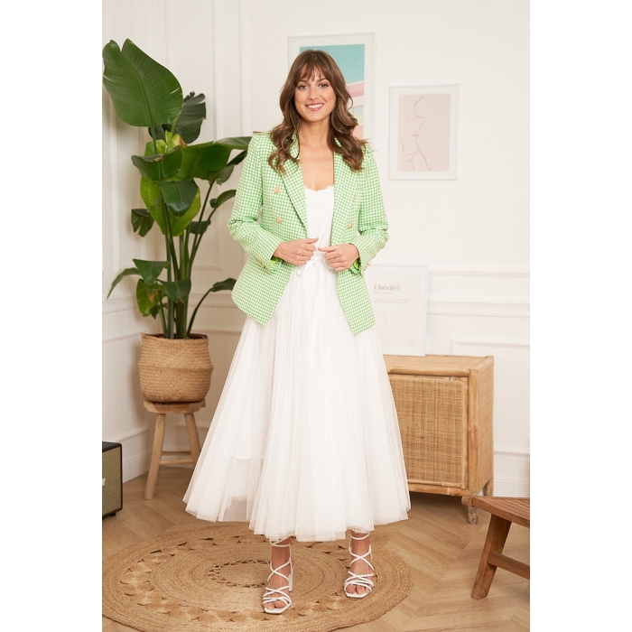 Scarpy creation chokki jupe longue en tulle de printemps blanc