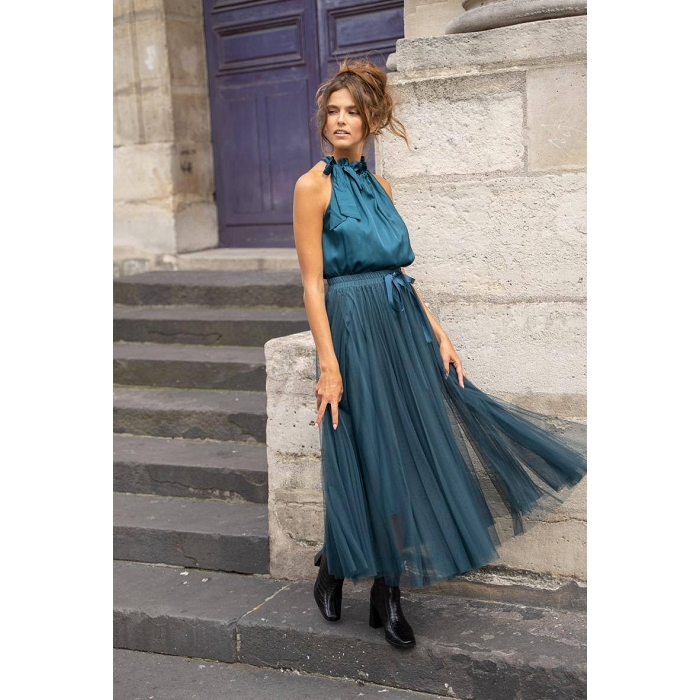 Scarpy creation my chokki jupe longue en tulle yl bleu