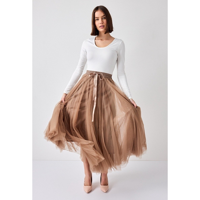 Scarpy creation my chokki jupe longue en tulle yl naturel