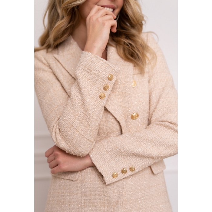 Scarpy creation my chokki blazer en tweed boutons dores yl beige3749401_2