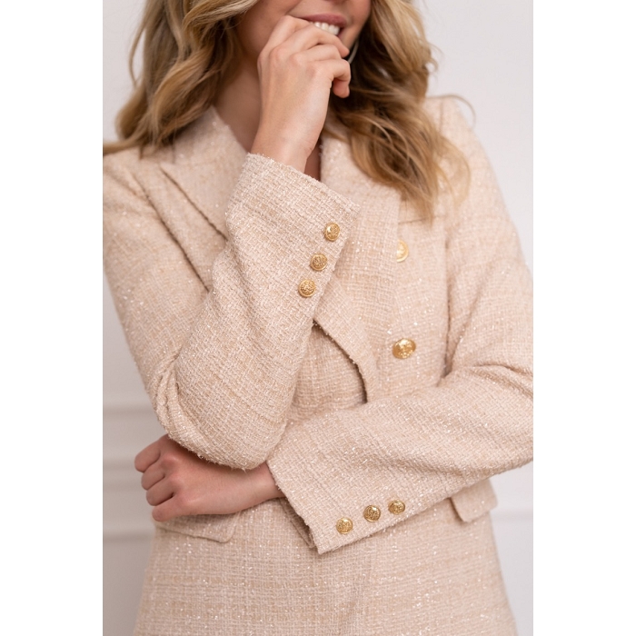 Scarpy creation chokki blazer en tweed boutons dores beige3749401_2