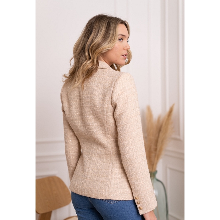 Scarpy creation my chokki blazer en tweed boutons dores yl beige3749401_4