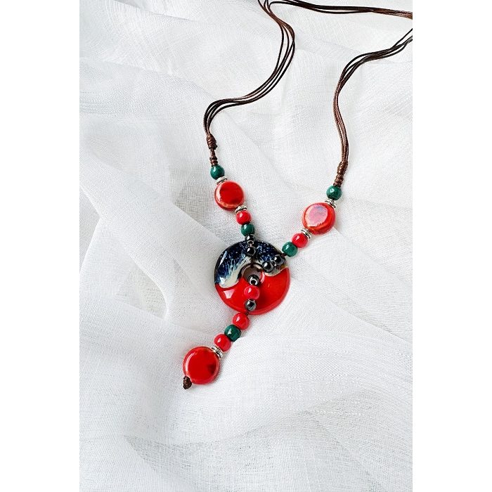 Scarpy creation my dady collier ceramique fleurs yl rouge3764402_6