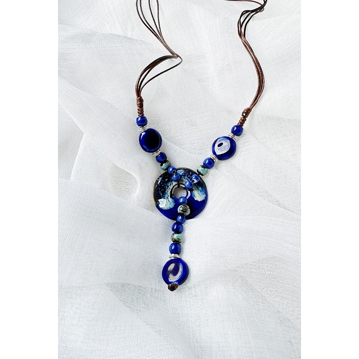 Scarpy creation my dady collier ceramique fleurs yl bleu