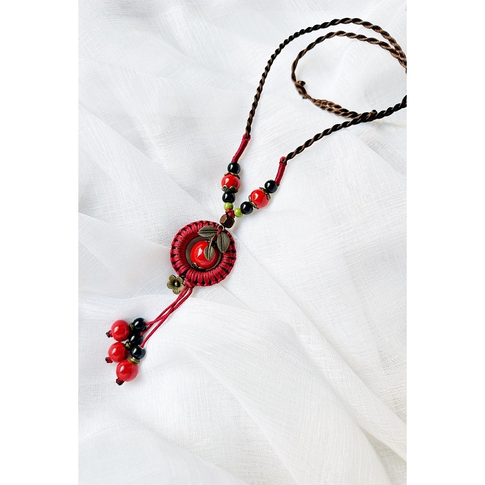 Scarpy creation my dadydou collier ceramique perles fleurs yl rouge3764501_2