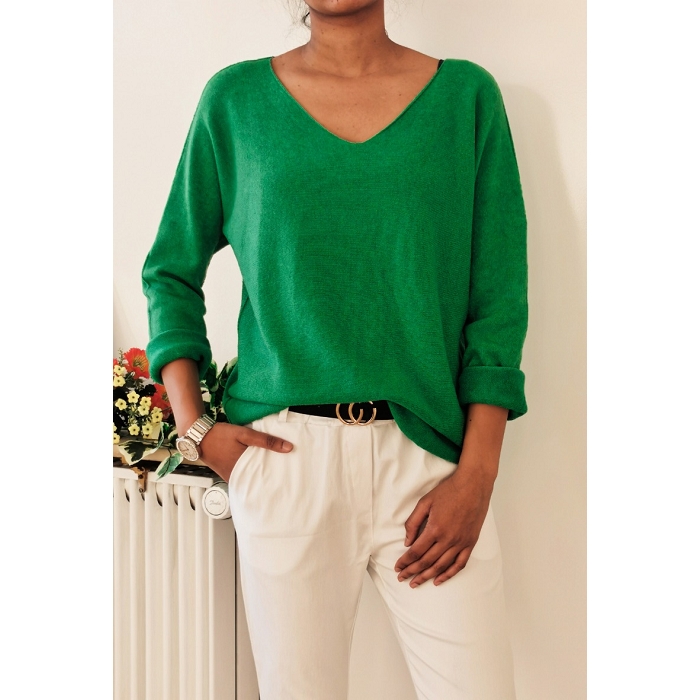 Scarpy creation zafia pull en maille laine vert