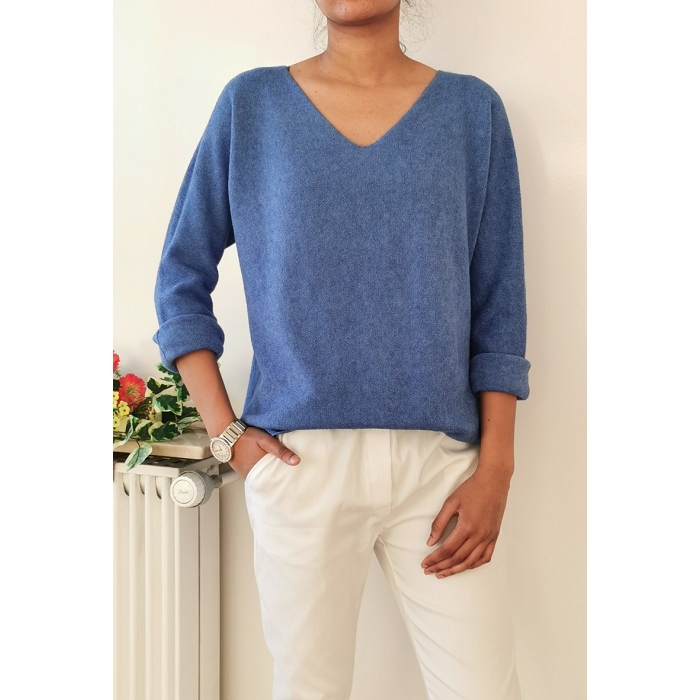 Scarpy creation my zafia pull en maille laine yl bleu3767804_3