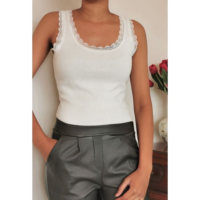 Scarpy creation my zafa debardeur dentelle yl blanc