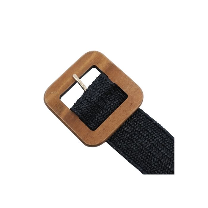 Scarpy creation ceinture raphia paille boucle bois noir3783202_2