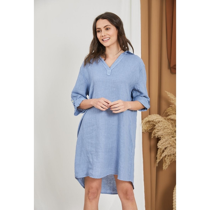 Scarpy creation keepcool robe en lin bleu3783503_3