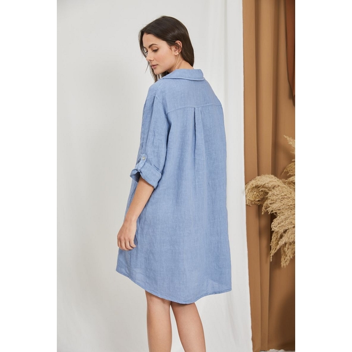 Scarpy creation keepcool robe en lin bleu3783503_5