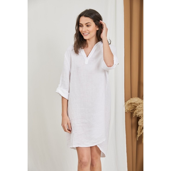 Scarpy creation keepcool robe en lin blanc