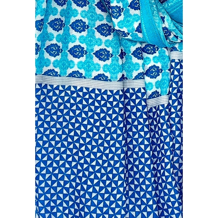 Scarpy creation foulard a pompoms bicolores bleu