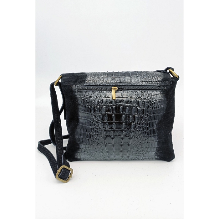 Scarpy creation my sac cuir nubuck style croco yl noir3784702_2