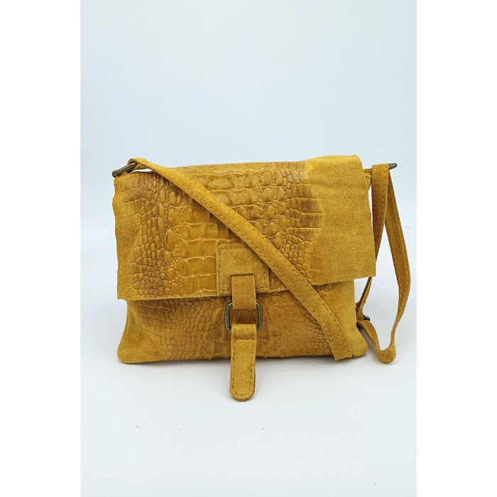 Scarpy creation my sac cuir nubuck style croco yl jaune