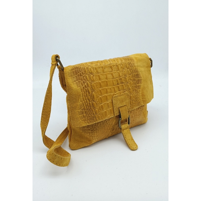 Scarpy creation my sac cuir nubuck style croco yl jaune3784705_3