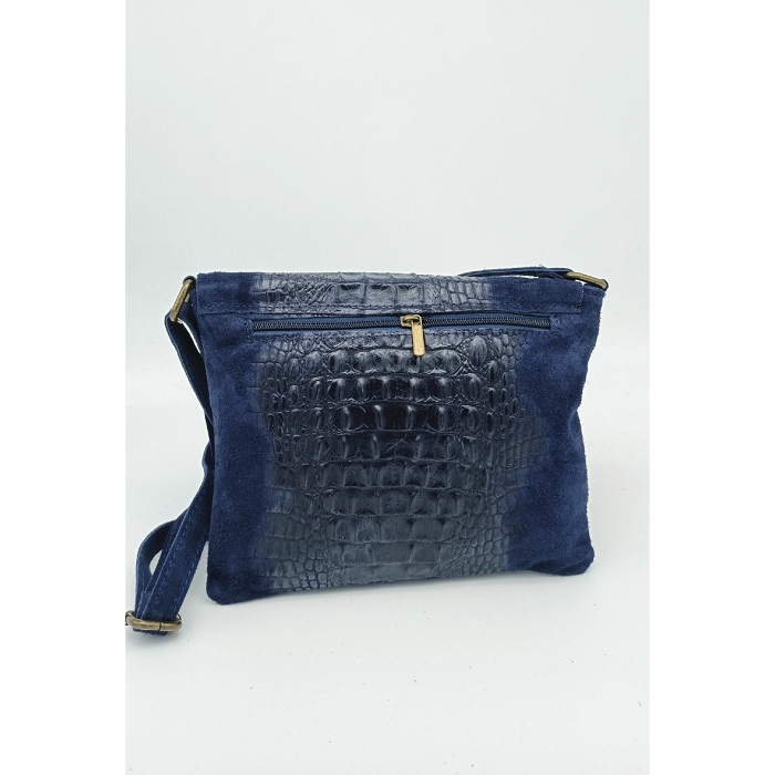 Scarpy creation sac cuir nubuck style croco bleu3784706_2