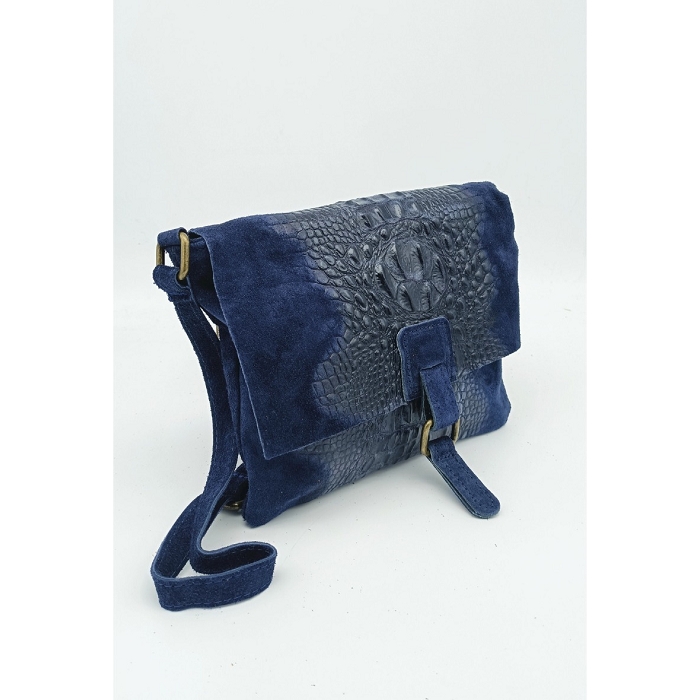 Scarpy creation my sac cuir nubuck style croco yl bleu3784706_3