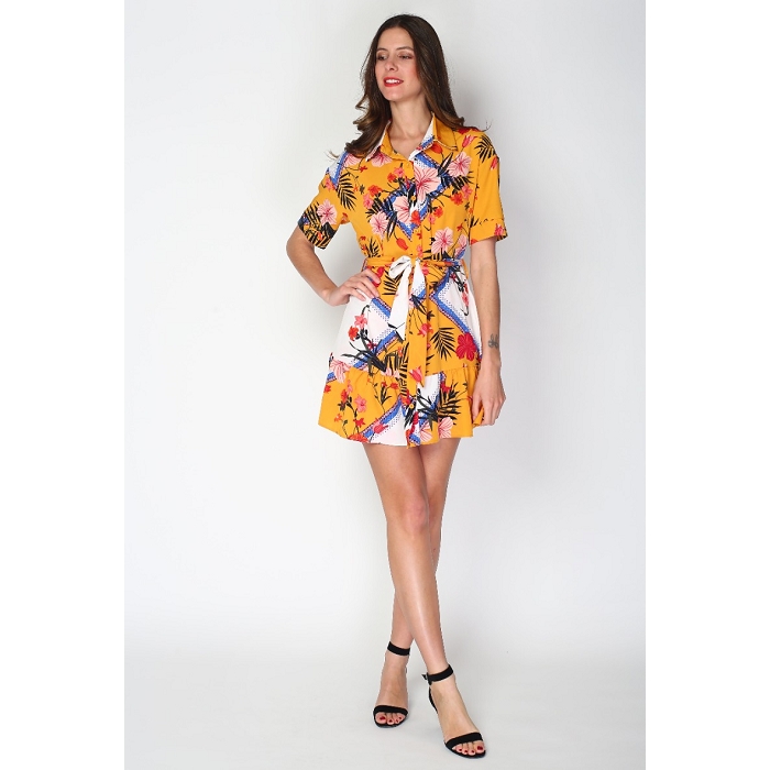 Scarpy creation my lidia robe manche courte imprime floral yl jaune3785102_3