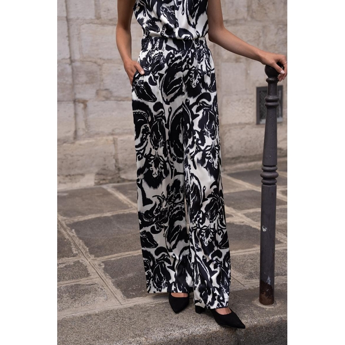 Scarpy creation high tide pantalon fluide imprime noir3808701_2