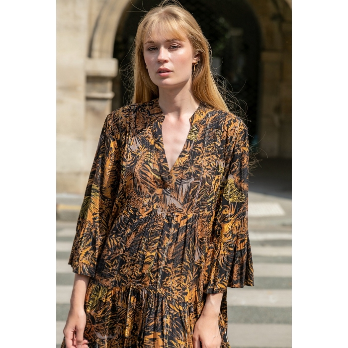 Scarpy creation my queeny robe chemise tunique col v yl marron3811601_2