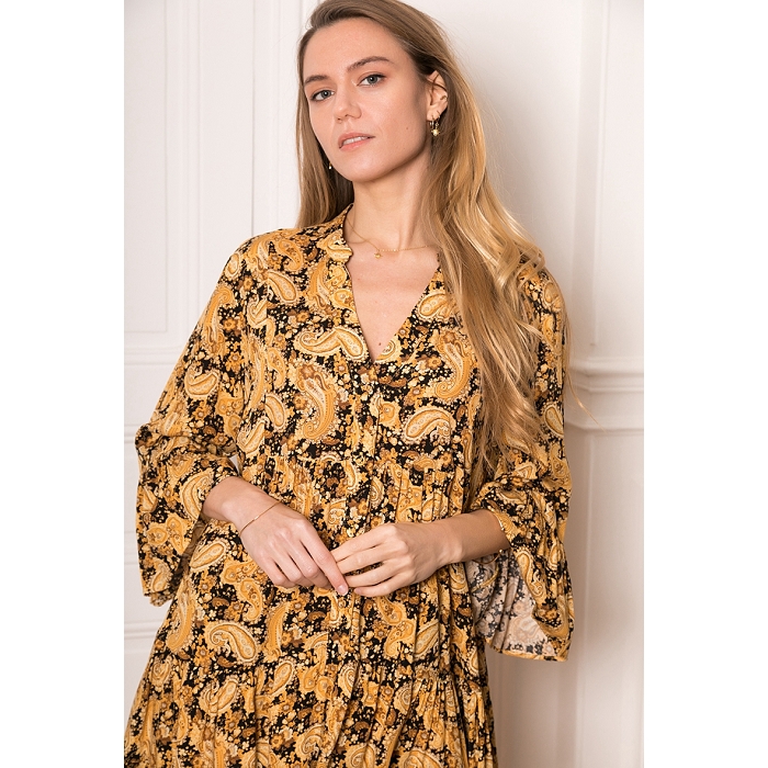 Scarpy creation my queeny robe chemise tunique col v yl jaune3811701_2