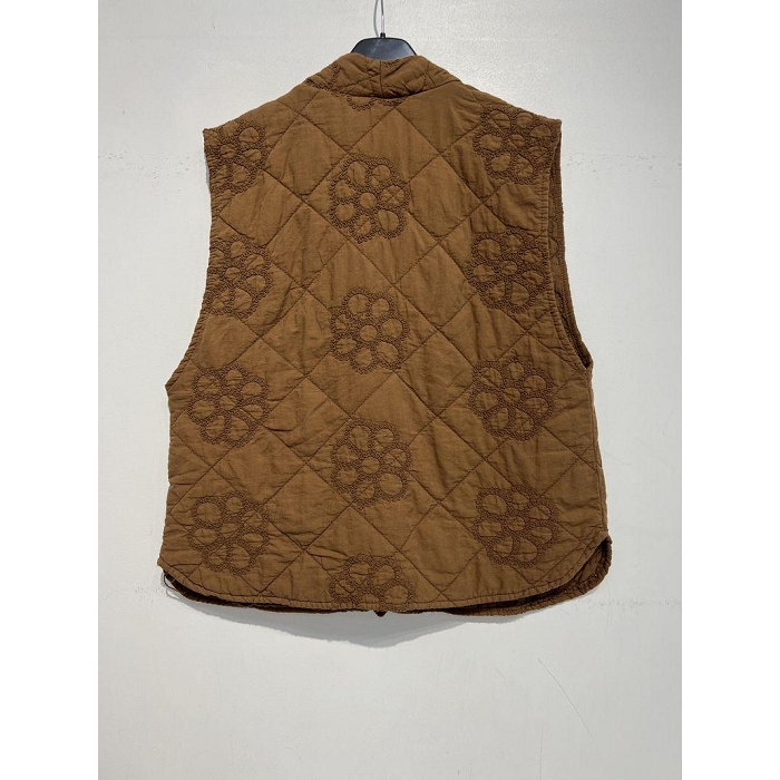 Scarpy creation noelie veste gilet matelassee brodee marron3812201_3
