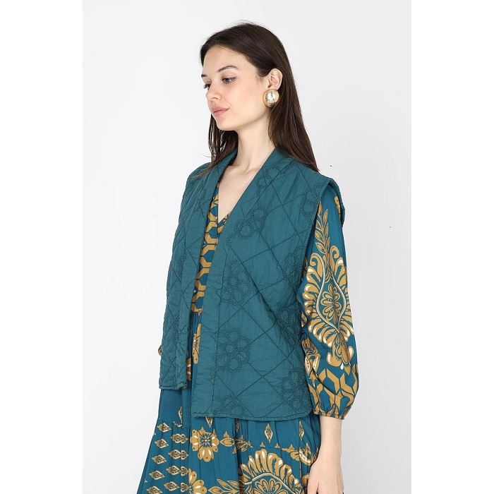 Scarpy creation noelie veste gilet matelassee brodee bleu3812205_3