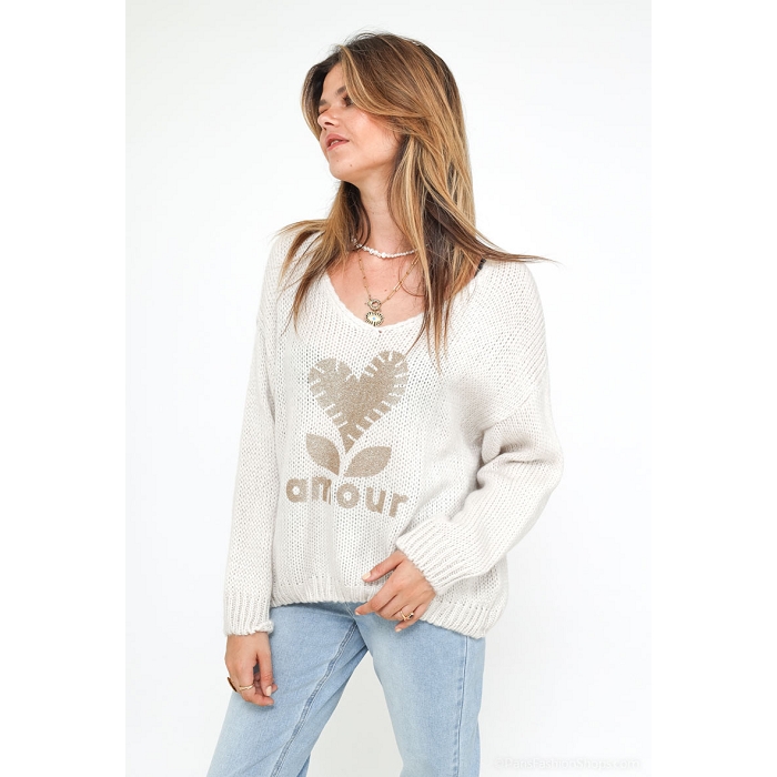 Scarpy creation amour a croquer pull maille doux beige