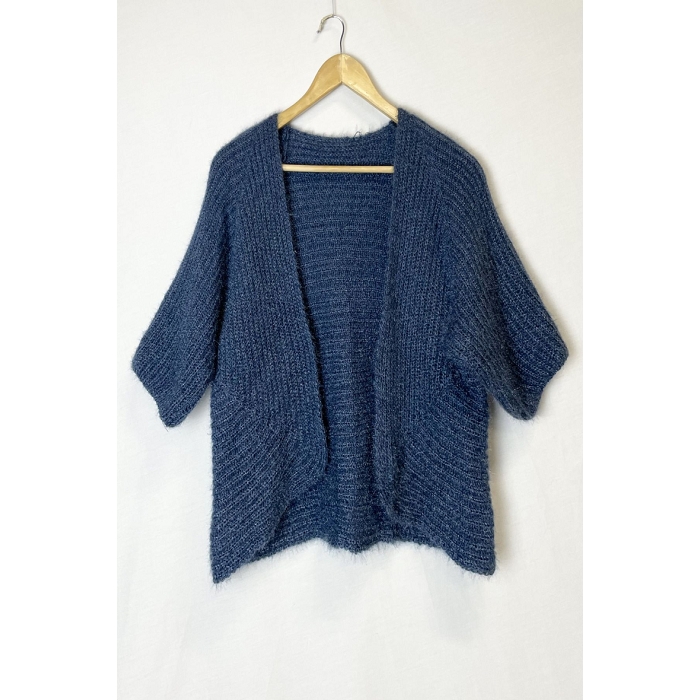 Scarpy creation kimono gilet bolero manche courte bleu3820302_5