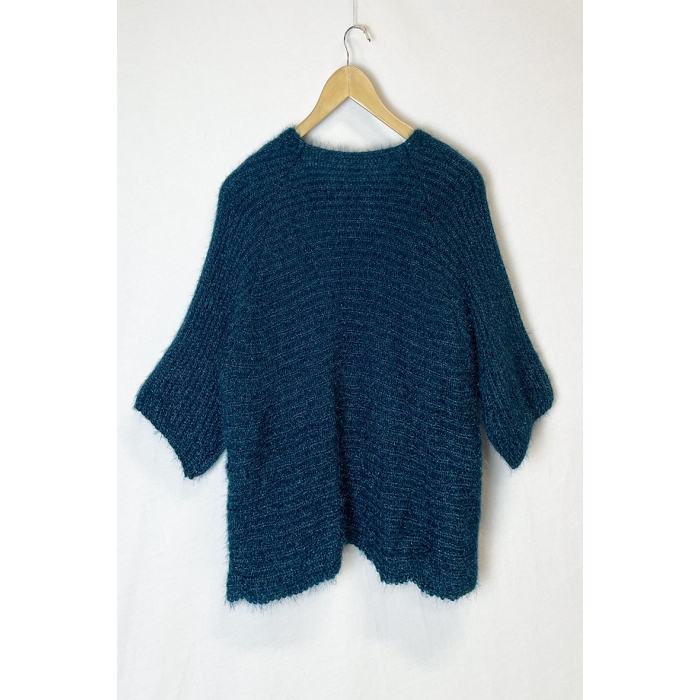 Scarpy creation kimono gilet bolero manche courte bleu3820305_4