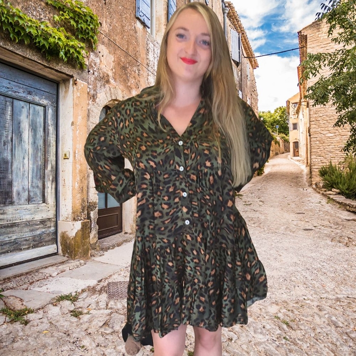 Scarpy creation my katyka robe satin en soie imprime yl vert