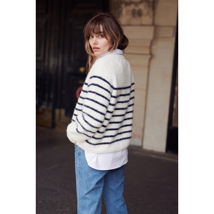 Scarpy creation nathy pull laine raye ample blanc3822901_5