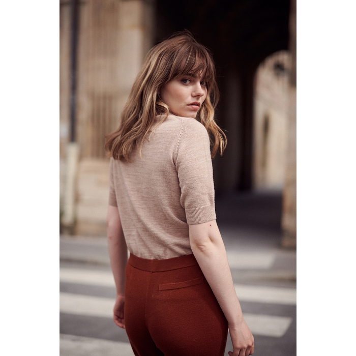 Scarpy creation nathy pull jacquard manche courte beige3823001_4