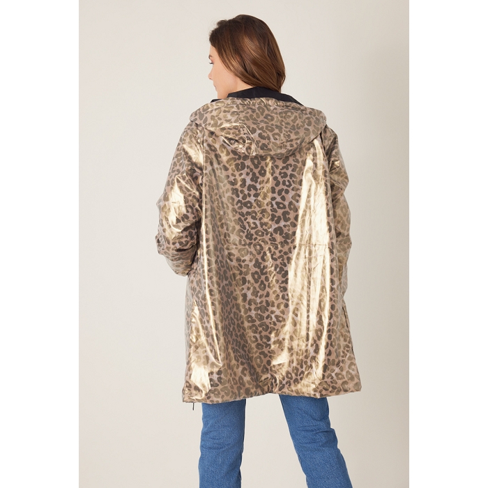 Scarpy creation escandelle parka imprime reversible marron3831301_3