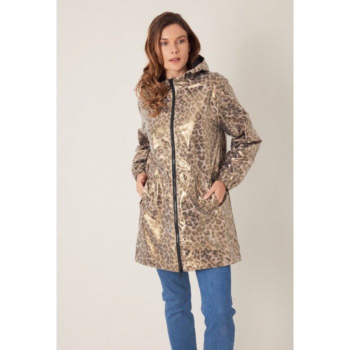 Scarpy creation escandelle parka imprime reversible marron3831301_6