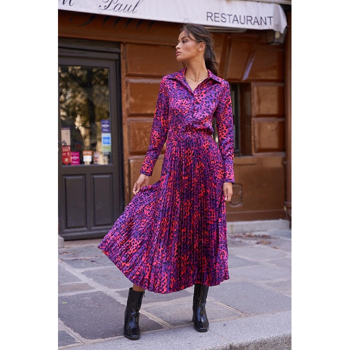 Jupe plissée sales imprimée leopard