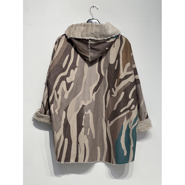 Scarpy creation nolie manteau en daim fausse fourrure noir3832701_2