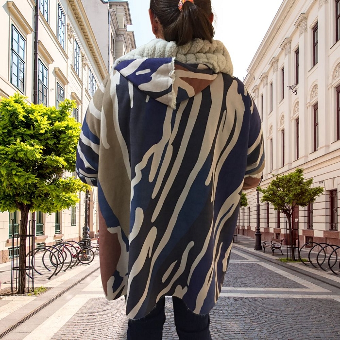 Scarpy creation nolie manteau en daim fausse fourrure bleu3832702_2