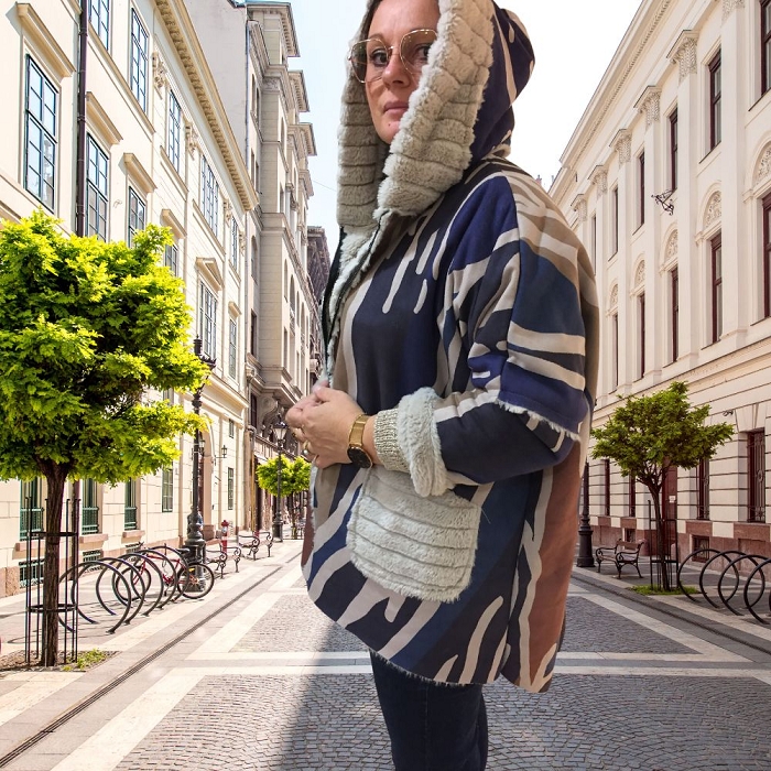 Scarpy creation nolie manteau en daim fausse fourrure bleu3832702_5