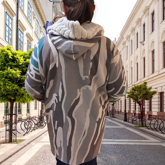 Scarpy creation nolie manteau en daim fausse fourrure gris3832703_2