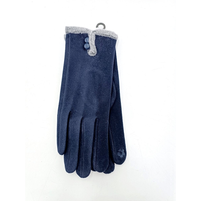 Scarpy creation charmant gants tactiles fourrure boutons bleu