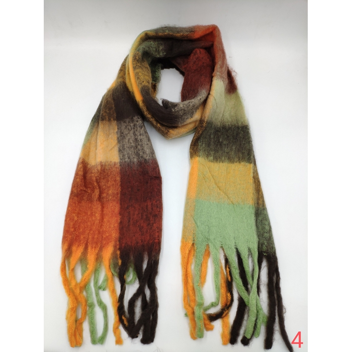 Scarpy creation my charmant echarpe grande frange a carreaux yl marron