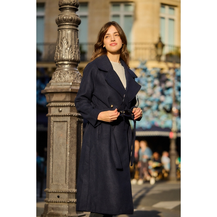 Scarpy creation my manteau long en laine yl bleu
