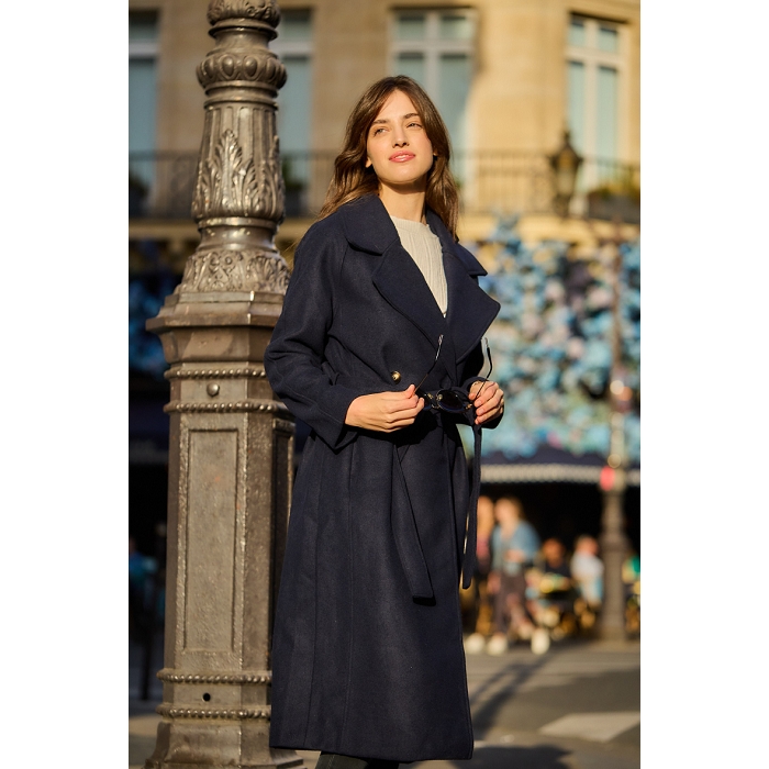 Scarpy creation manteau long en laine bleu