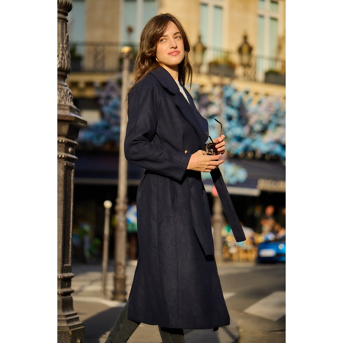 Scarpy creation manteau long en laine bleu3863201_6